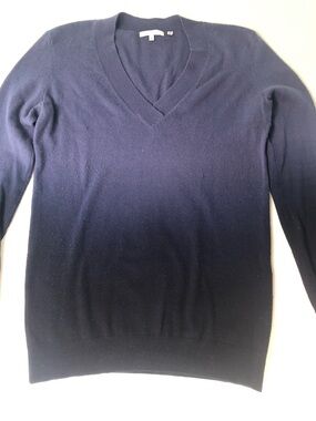 Vince Luxe Cashmere V-Neck Blue Navy Hombre Medium Pullover Sweater